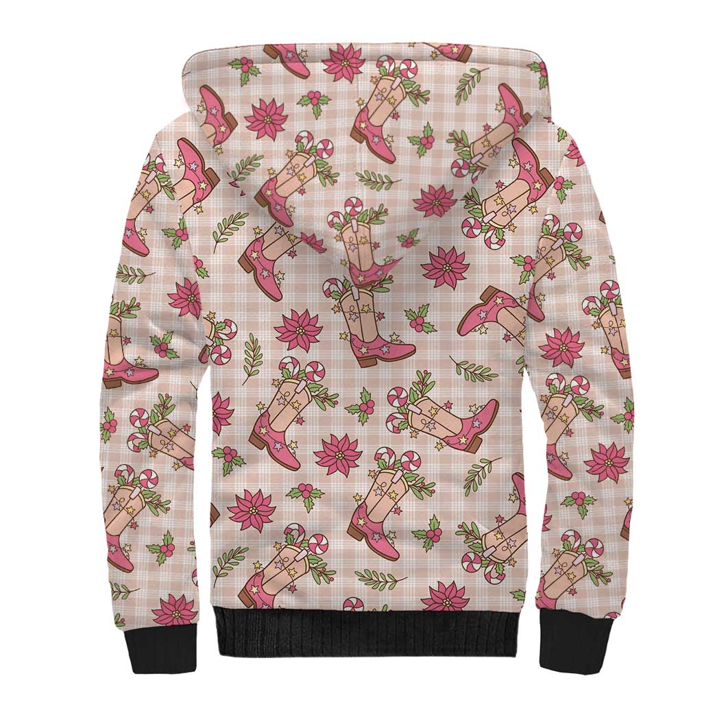 Beige Paniolo Palaka Hawaiian Cowgirl Christmas Sherpa Hoodie LT9 - Polynesian Pride