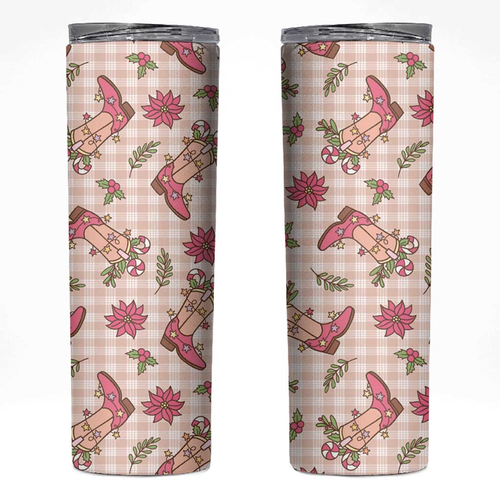 Beige Paniolo Palaka Hawaiian Cowgirl Christmas Skinny Tumbler LT9 Beige - Polynesian Pride