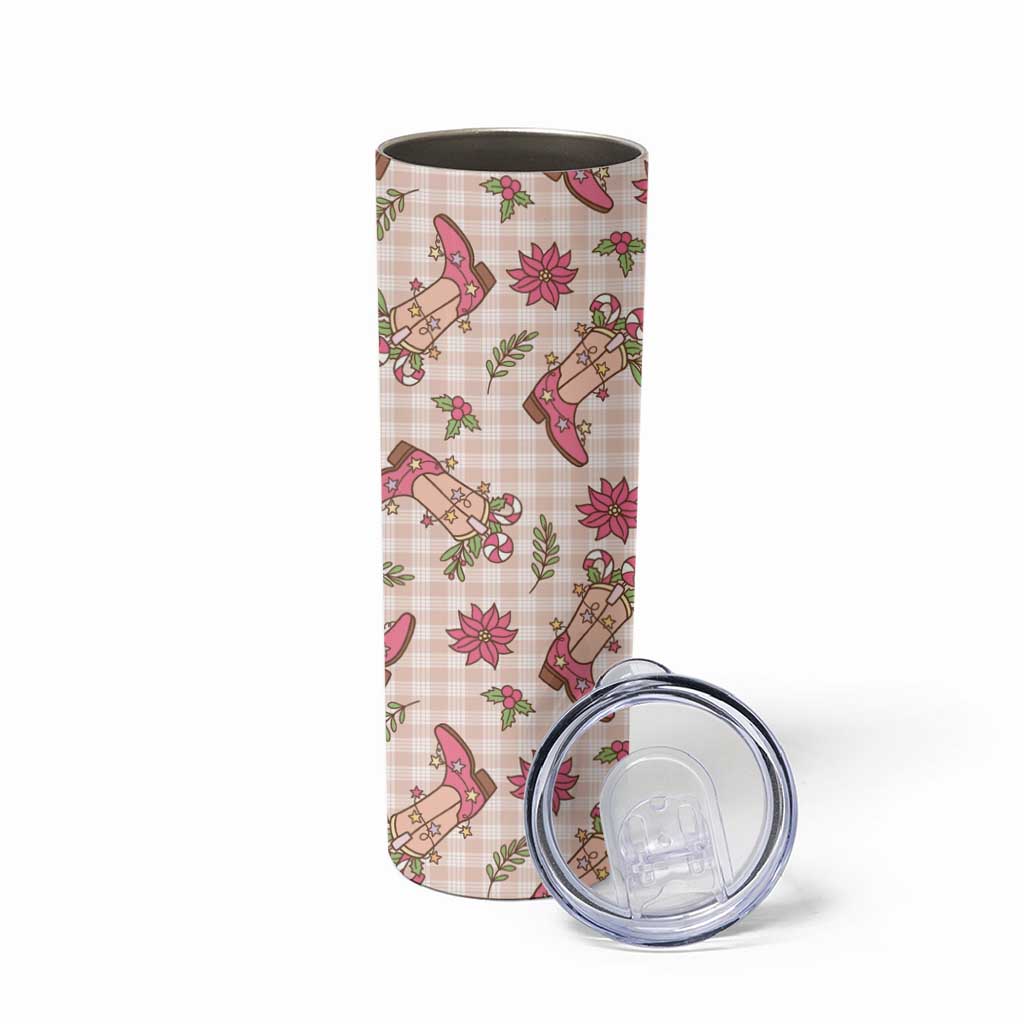 Beige Paniolo Palaka Hawaiian Cowgirl Christmas Skinny Tumbler LT9 - Polynesian Pride