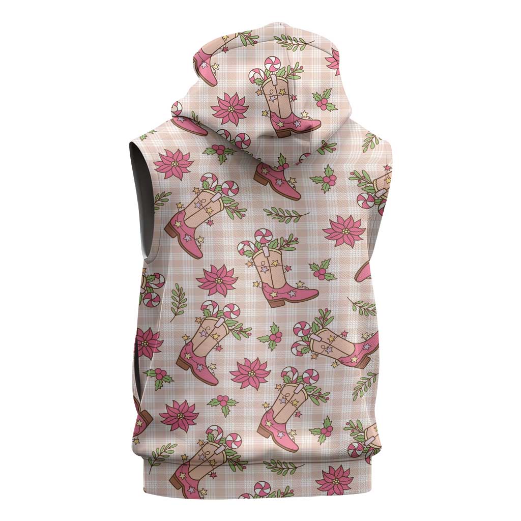 Beige Paniolo Palaka Hawaiian Cowgirl Christmas Sleeveless Hoodie LT9 - Polynesian Pride