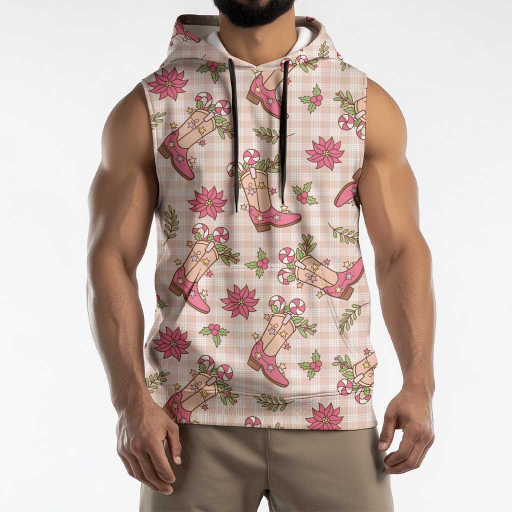 Beige Paniolo Palaka Hawaiian Cowgirl Christmas Sleeveless Hoodie LT9 - Polynesian Pride