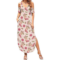 Beige Paniolo Palaka Hawaiian Cowgirl Christmas Summer Maxi Dress LT9 Women Beige - Polynesian Pride