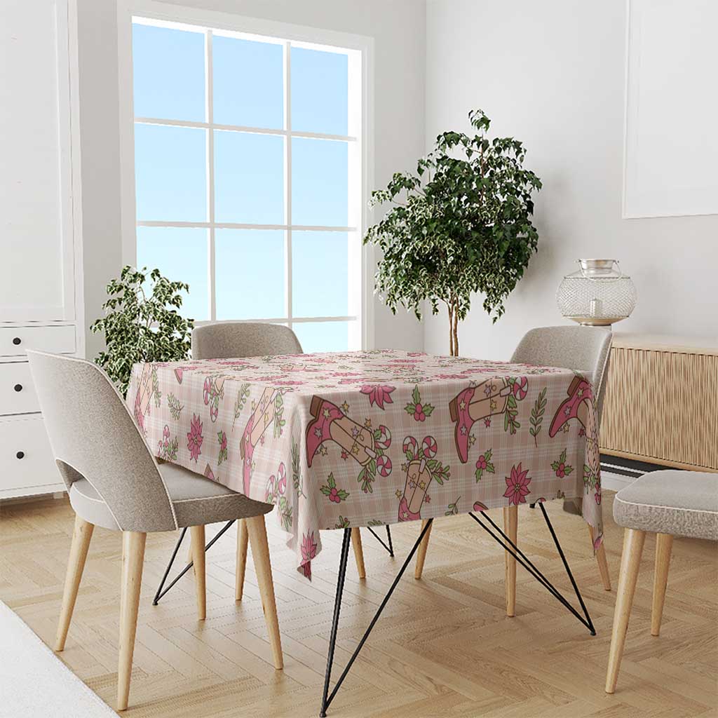Beige Paniolo Palaka Hawaiian Cowgirl Christmas Tablecloth - Polynesian Pride