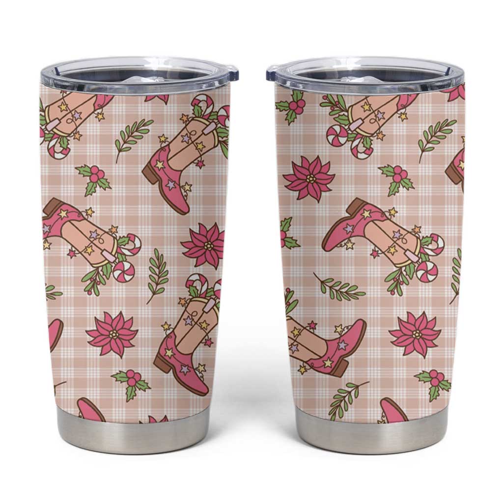 Beige Paniolo Palaka Hawaiian Cowgirl Christmas Tumbler Cup LT9 Beige - Polynesian Pride