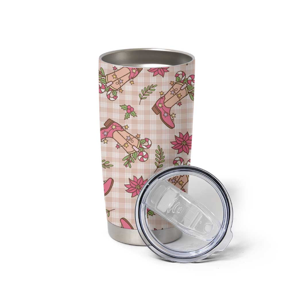 Beige Paniolo Palaka Hawaiian Cowgirl Christmas Tumbler Cup LT9 - Polynesian Pride