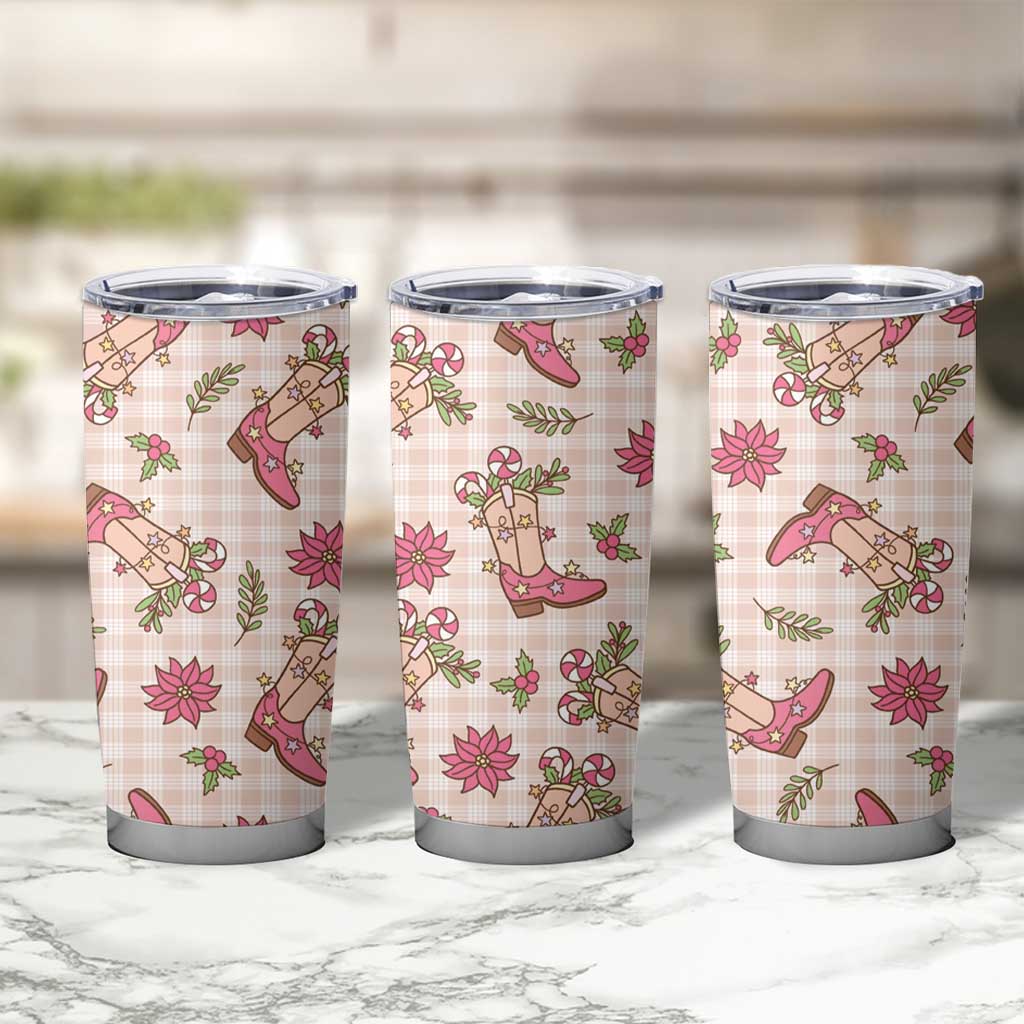 Beige Paniolo Palaka Hawaiian Cowgirl Christmas Tumbler Cup LT9 - Polynesian Pride