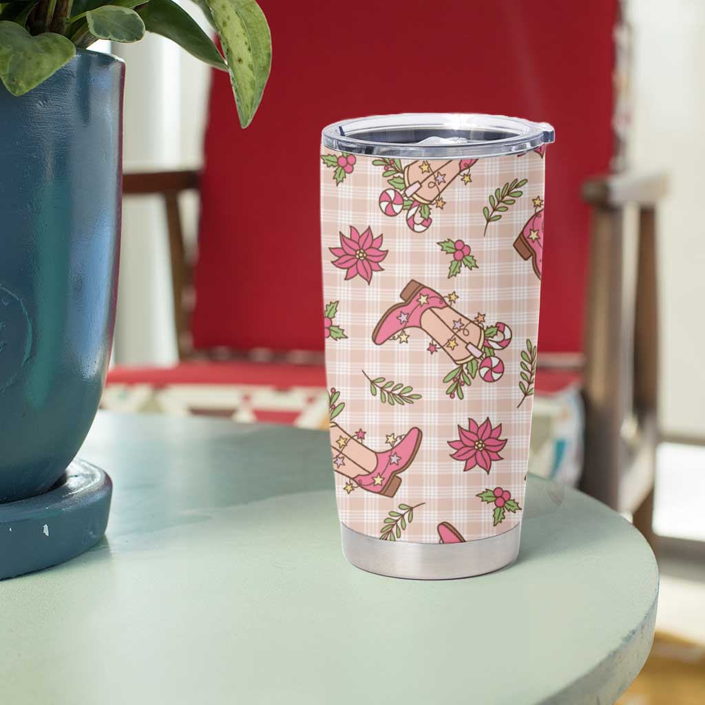 Beige Paniolo Palaka Hawaiian Cowgirl Christmas Tumbler Cup LT9 - Polynesian Pride