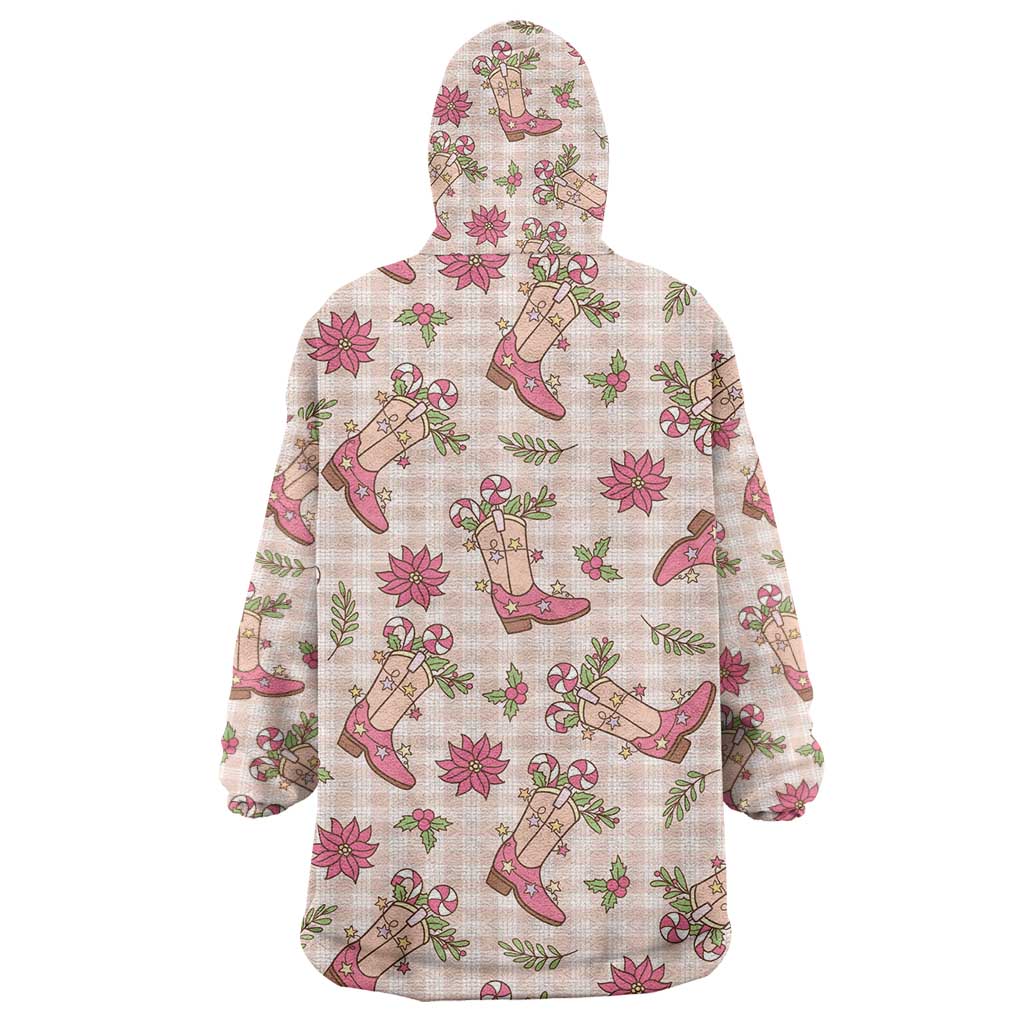 Beige Paniolo Palaka Hawaiian Cowgirl Christmas Wearable Blanket Hoodie LT9 - Polynesian Pride