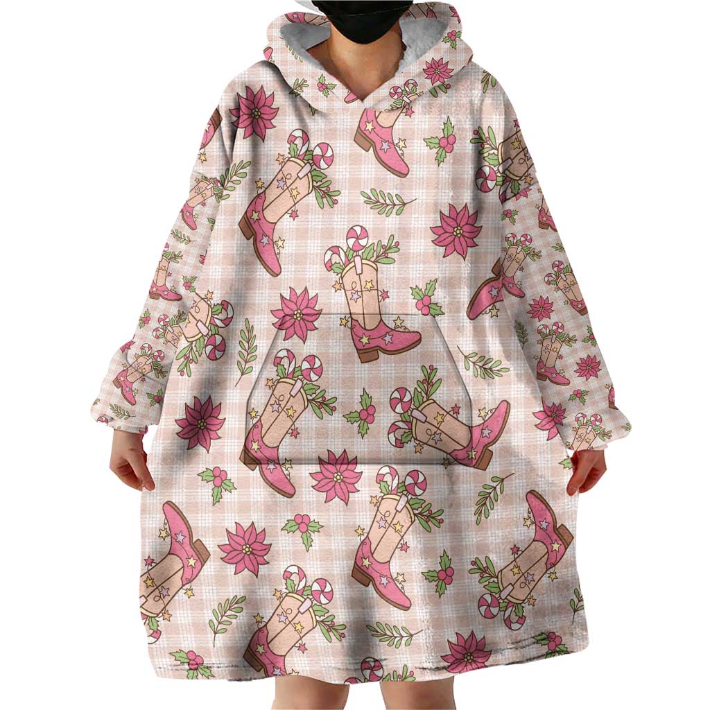 Beige Paniolo Palaka Hawaiian Cowgirl Christmas Wearable Blanket Hoodie LT9 - Polynesian Pride