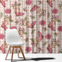 Beige Paniolo Palaka Hawaiian Cowgirl Christmas Window Curtain - Polynesian Pride