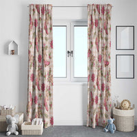 Beige Paniolo Palaka Hawaiian Cowgirl Christmas Window Curtain - Polynesian Pride