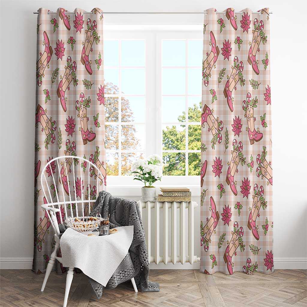 Beige Paniolo Palaka Hawaiian Cowgirl Christmas Window Curtain - Polynesian Pride