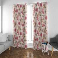 Beige Paniolo Palaka Hawaiian Cowgirl Christmas Window Curtain - Polynesian Pride