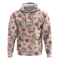 Beige Paniolo Palaka Hawaiian Cowgirl Christmas Zip Hoodie LT9 Pullover Hoodie Beige - Polynesian Pride