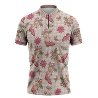 Beige Paniolo Palaka Hawaiian Cowgirl Christmas Zipper Polo Shirt LT9 Beige - Polynesian Pride