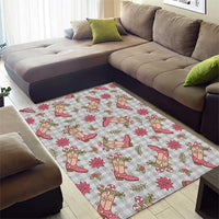 Gray Paniolo Palaka Hawaiian Cowgirl Christmas Area Rug - Polynesian Pride