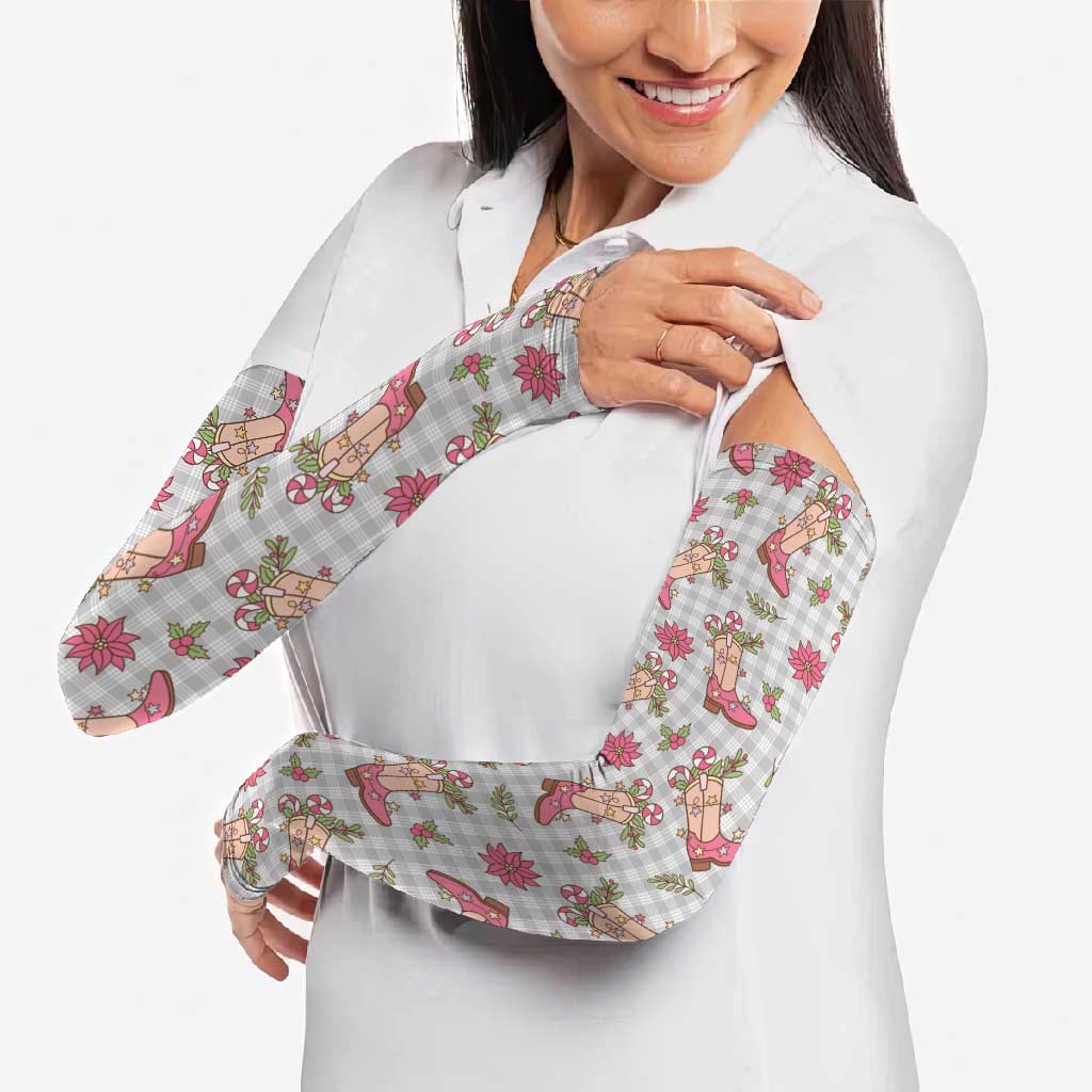 Gray Paniolo Palaka Hawaiian Cowgirl Christmas Arm Sleeves - Polynesian Pride