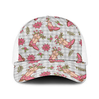 Gray Paniolo Palaka Hawaiian Cowgirl Christmas Baseball Net Cap - Polynesian Pride