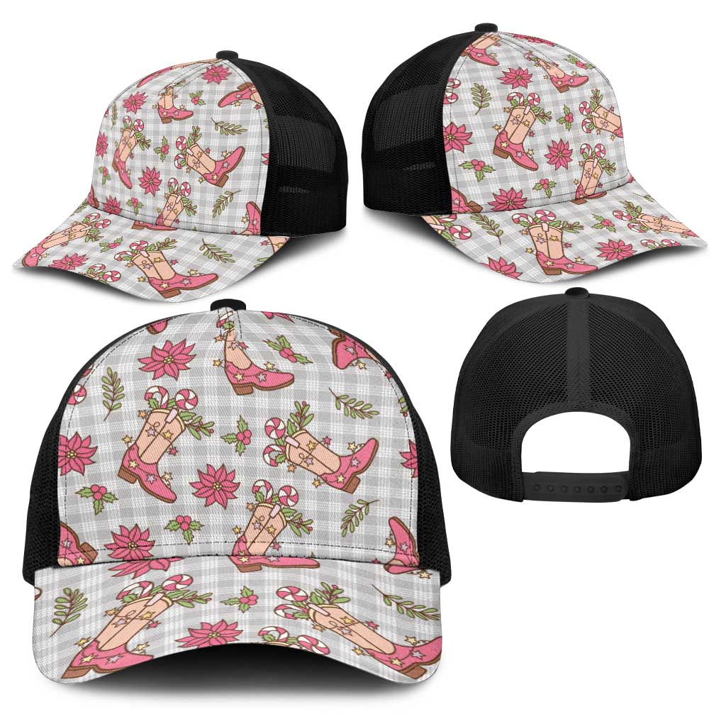Gray Paniolo Palaka Hawaiian Cowgirl Christmas Baseball Net Cap - Polynesian Pride