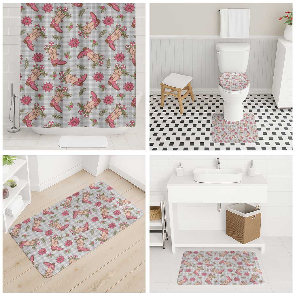 Gray Paniolo Palaka Hawaiian Cowgirl Christmas Bathroom Set - Polynesian Pride