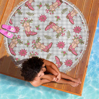 Gray Paniolo Palaka Hawaiian Cowgirl Christmas Beach Blanket - Polynesian Pride