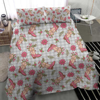 Gray Paniolo Palaka Hawaiian Cowgirl Christmas Bedding Set - Polynesian Pride