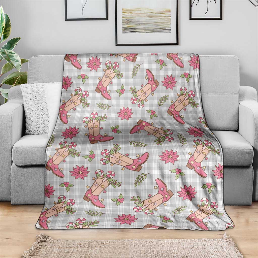 Gray Paniolo Palaka Hawaiian Cowgirl Christmas Blanket - Polynesian Pride