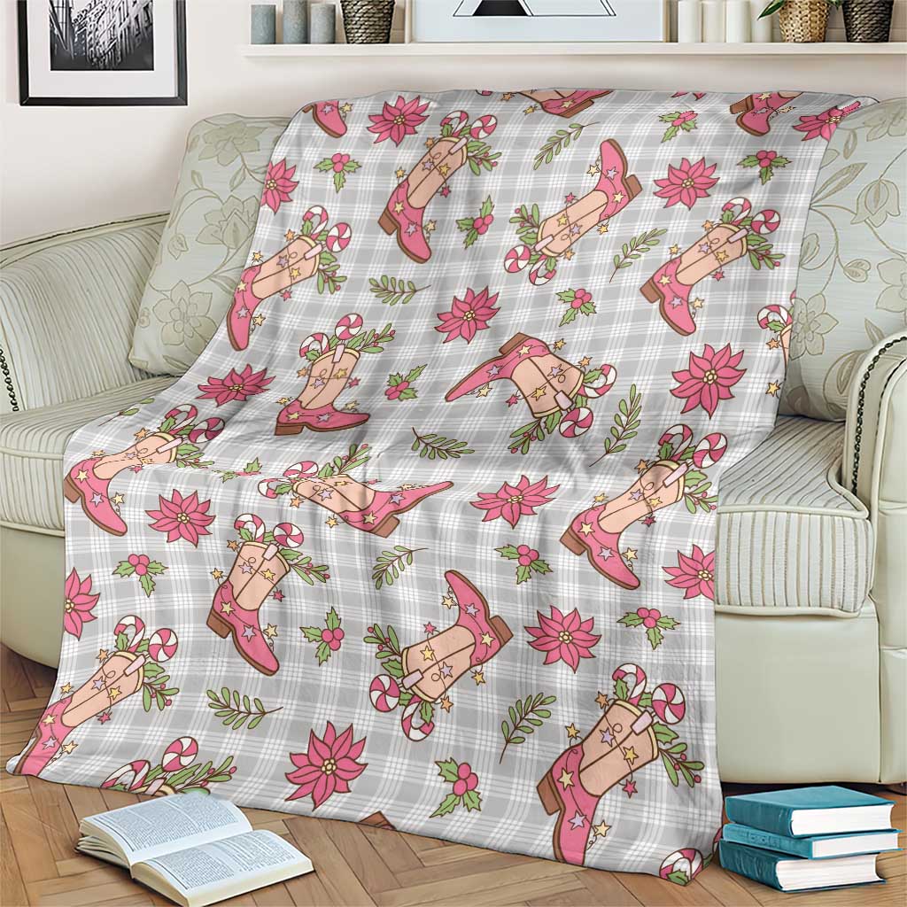 Gray Paniolo Palaka Hawaiian Cowgirl Christmas Blanket - Polynesian Pride