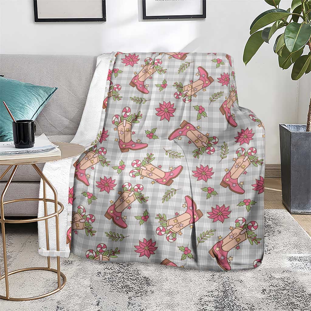 Gray Paniolo Palaka Hawaiian Cowgirl Christmas Blanket - Polynesian Pride