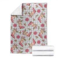 Gray Paniolo Palaka Hawaiian Cowgirl Christmas Blanket - Polynesian Pride