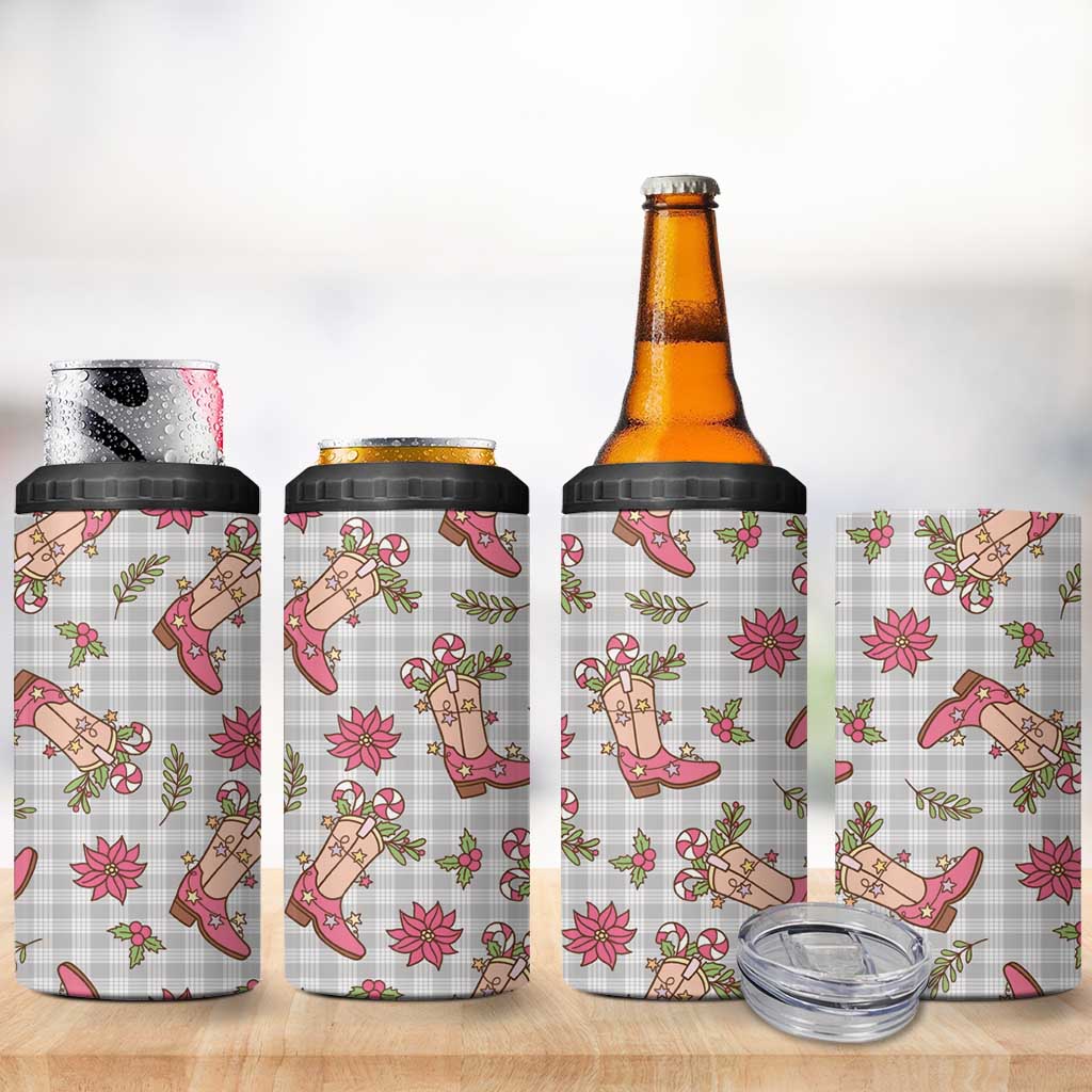 Gray Paniolo Palaka Hawaiian Cowgirl Christmas 4 in 1 Can Cooler Tumbler LT9 - Polynesian Pride