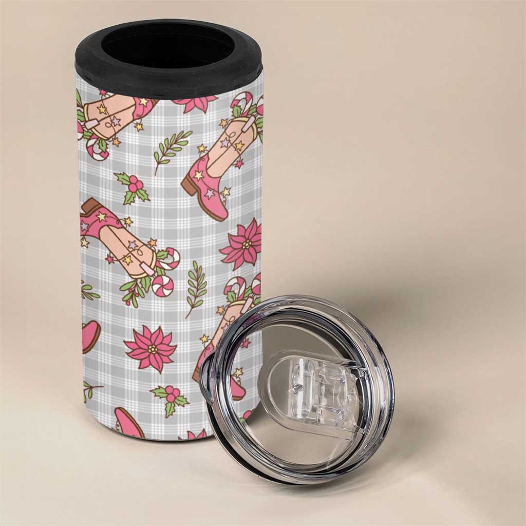Gray Paniolo Palaka Hawaiian Cowgirl Christmas 4 in 1 Can Cooler Tumbler LT9 - Polynesian Pride