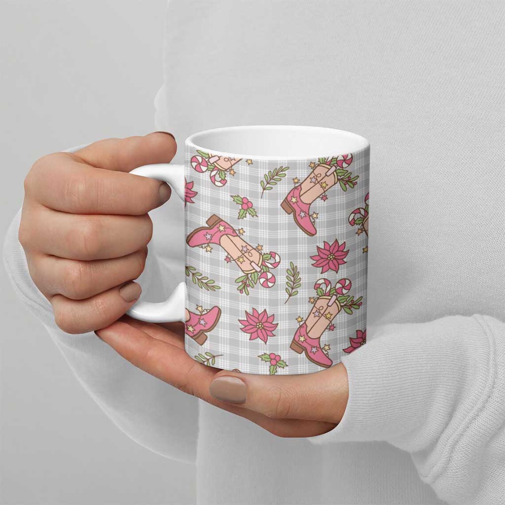 Gray Paniolo Palaka Hawaiian Cowgirl Christmas Ceramic Mug - Polynesian Pride