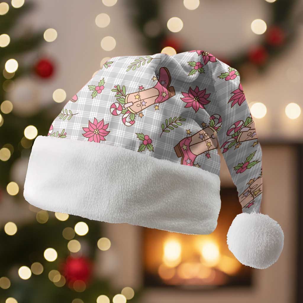 Gray Paniolo Palaka Hawaiian Cowgirl Christmas Santa Hat - Polynesian Pride