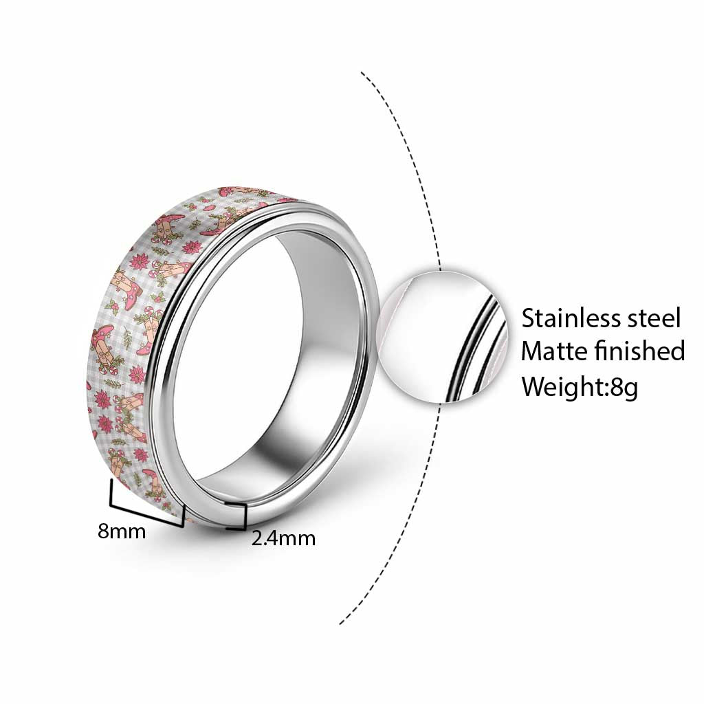 Gray Paniolo Palaka Hawaiian Cowgirl Christmas Classic Ring LT9 - Polynesian Pride