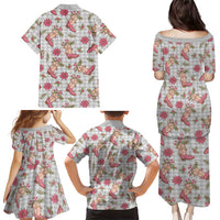 Gray Paniolo Palaka Hawaiian Cowgirl Christmas Family Matching Puletasi and Hawaiian Shirt LT9 - Polynesian Pride