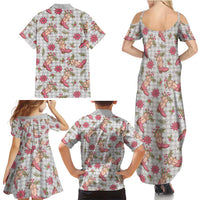 Gray Paniolo Palaka Hawaiian Cowgirl Christmas Family Matching Summer Maxi Dress and Hawaiian Shirt LT9 - Polynesian Pride