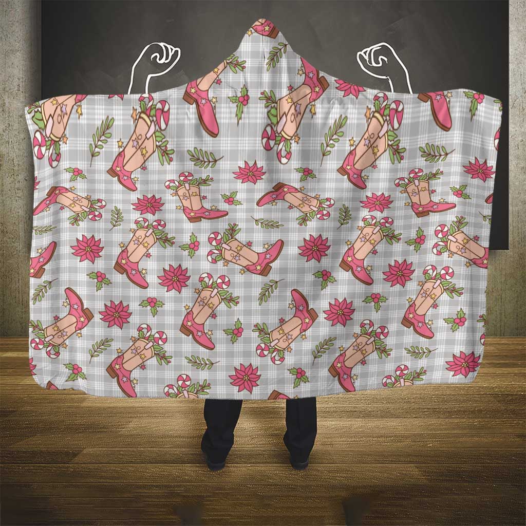 Gray Paniolo Palaka Hawaiian Cowgirl Christmas Hooded Blanket - Polynesian Pride