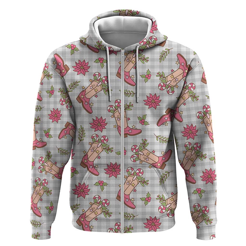 Gray Paniolo Palaka Hawaiian Cowgirl Christmas Hoodie LT9 Zip Hoodie Gray - Polynesian Pride