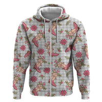 Gray Paniolo Palaka Hawaiian Cowgirl Christmas Hoodie LT9 Zip Hoodie Gray - Polynesian Pride