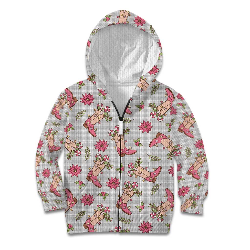 Gray Paniolo Palaka Hawaiian Cowgirl Christmas Kid Hoodie - Polynesian Pride
