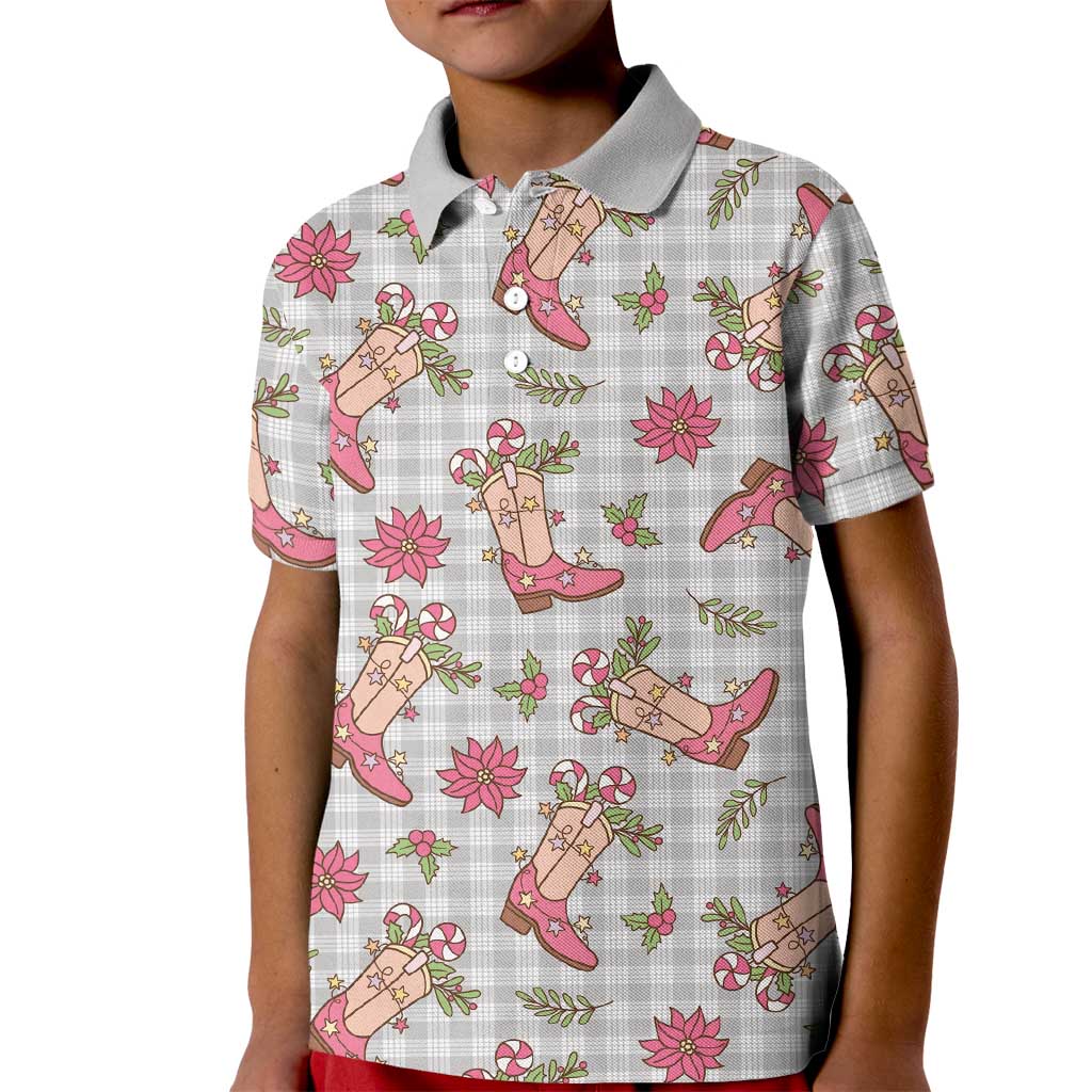 Gray Paniolo Palaka Hawaiian Cowgirl Christmas Kid Polo Shirt LT9 Kid Gray - Polynesian Pride
