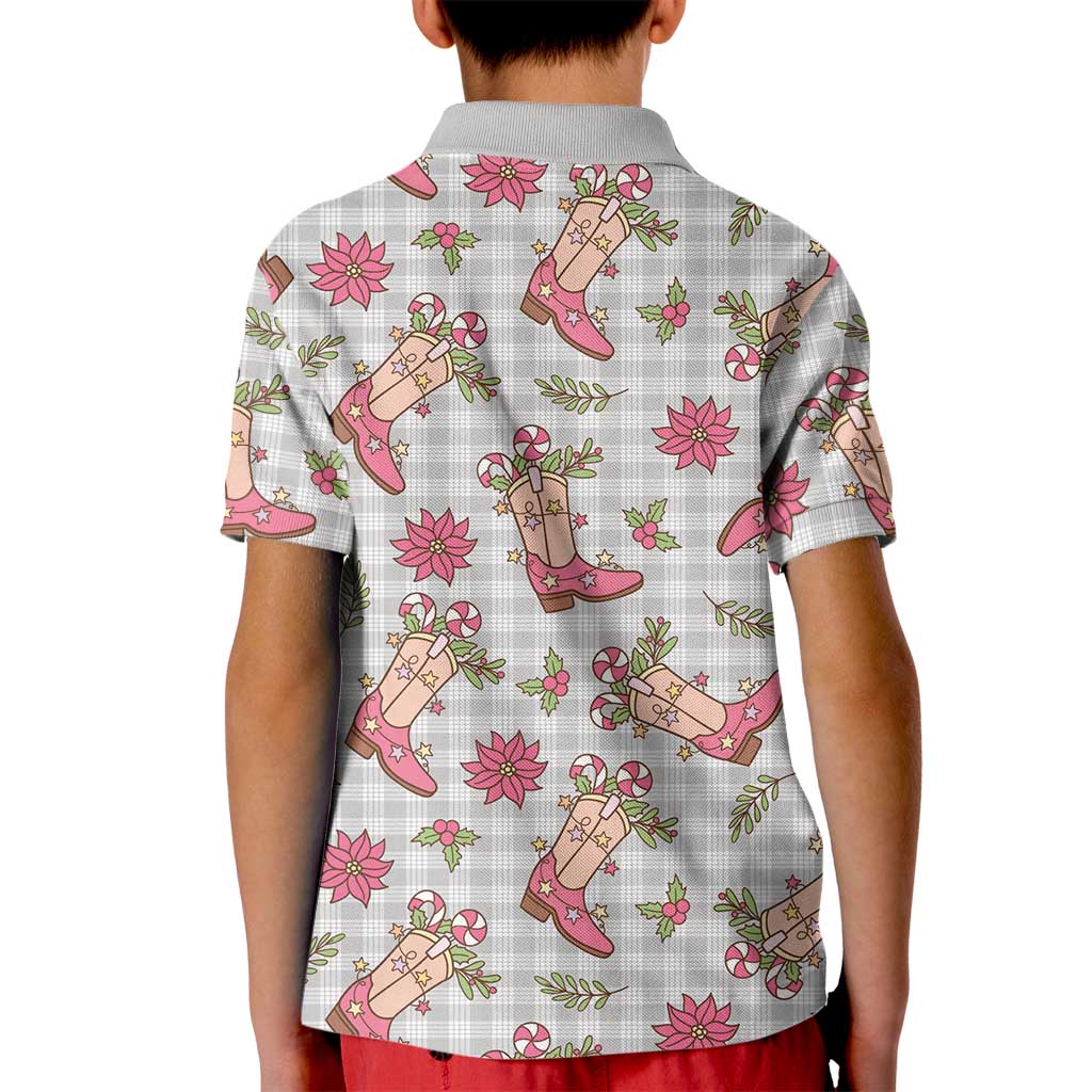 Gray Paniolo Palaka Hawaiian Cowgirl Christmas Kid Polo Shirt LT9 - Polynesian Pride