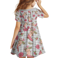 Gray Paniolo Palaka Hawaiian Cowgirl Christmas Kid Short Sleeve Dress LT9 - Polynesian Pride