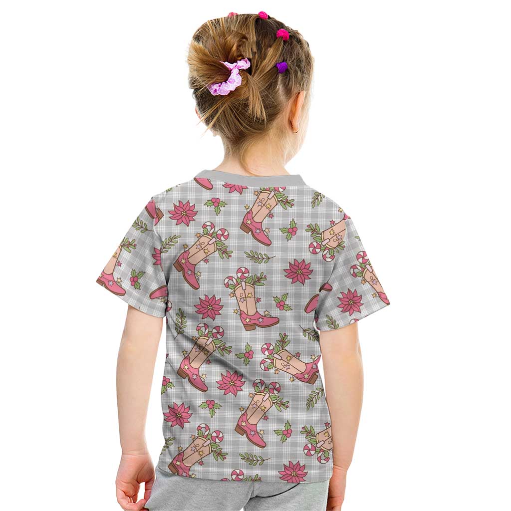 Gray Paniolo Palaka Hawaiian Cowgirl Christmas Kid T Shirt LT9 - Polynesian Pride