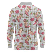 Gray Paniolo Palaka Hawaiian Cowgirl Christmas Long Sleeve Polo Shirt LT9 - Polynesian Pride