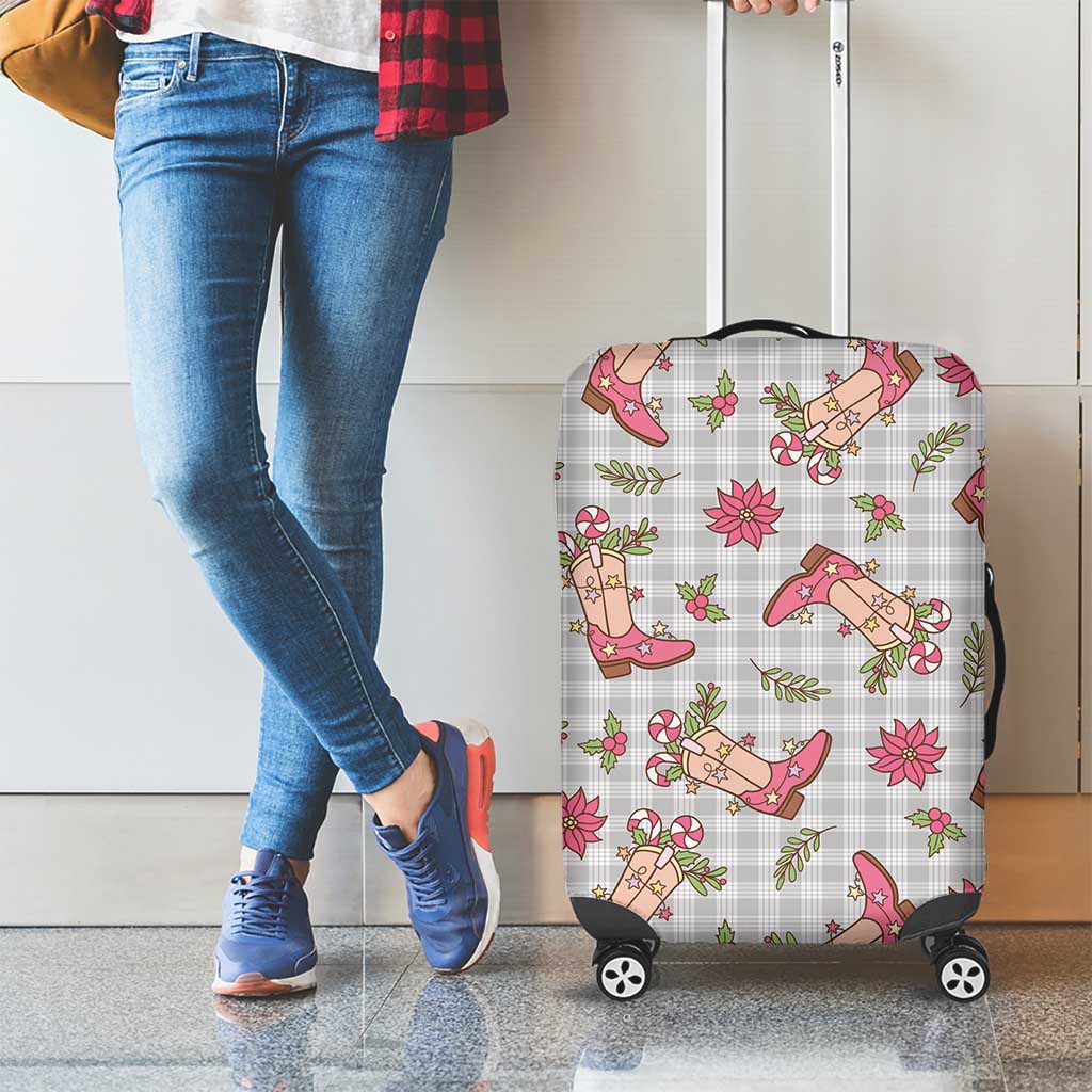 Gray Paniolo Palaka Hawaiian Cowgirl Christmas Luggage Cover LT9 - Polynesian Pride