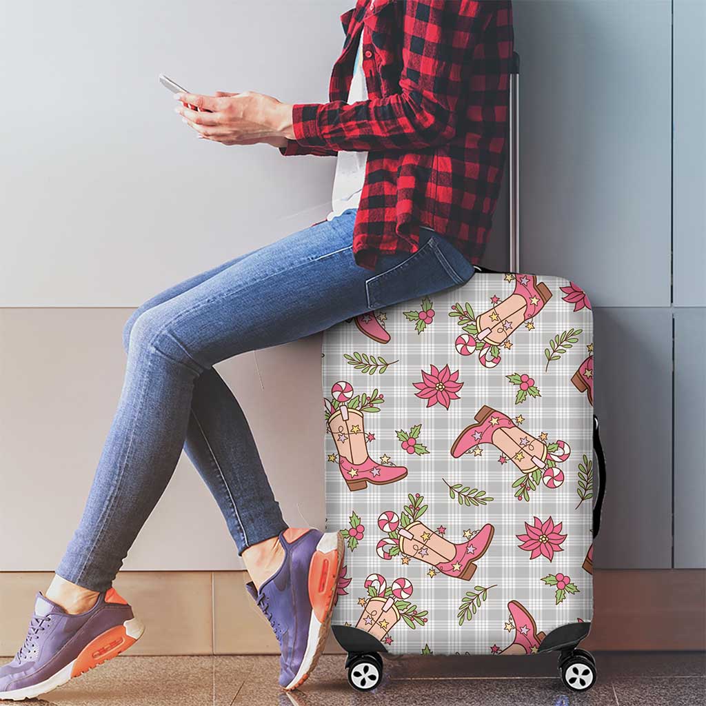 Gray Paniolo Palaka Hawaiian Cowgirl Christmas Luggage Cover LT9 - Polynesian Pride
