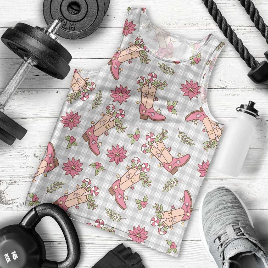 Gray Paniolo Palaka Hawaiian Cowgirl Christmas Men Tank Top - Polynesian Pride