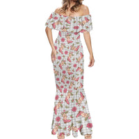 Gray Paniolo Palaka Hawaiian Cowgirl Christmas Mermaid Dress LT9 - Polynesian Pride